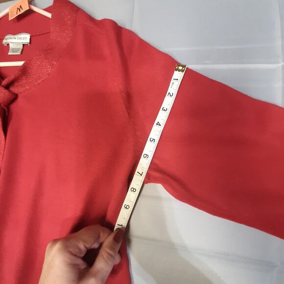 Allison Daley Red Sparkly Tie Neck Retro Sweater l Size: M - Picture 10 of 12